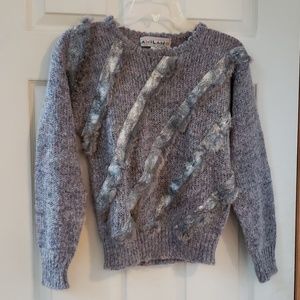 Grey snake skin (fake snake skin) and fur sweater